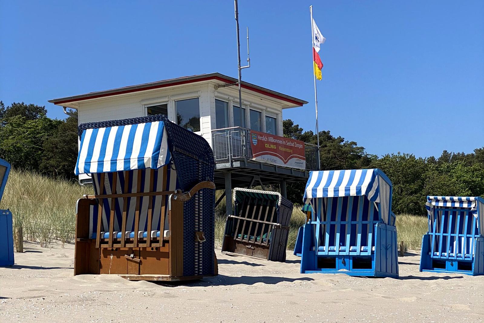 Beach chairs on the Baltic beach at Zempin, Usedom