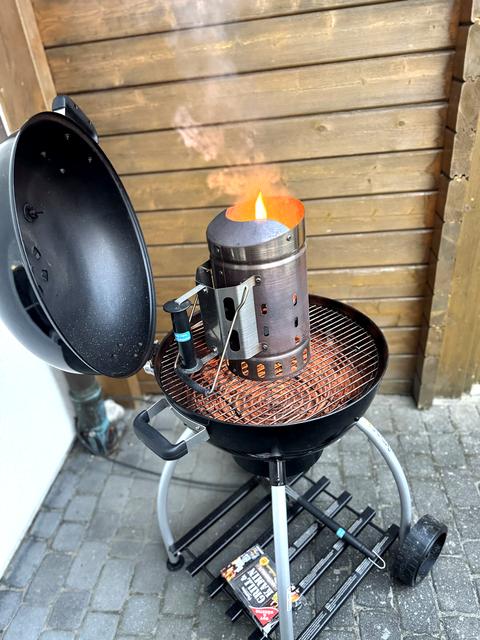 Barbecue heating up on the terrace