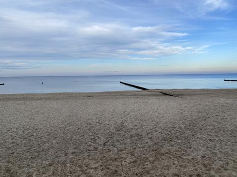 Wide sandy beach at Zempin with a view of the Baltic Sea