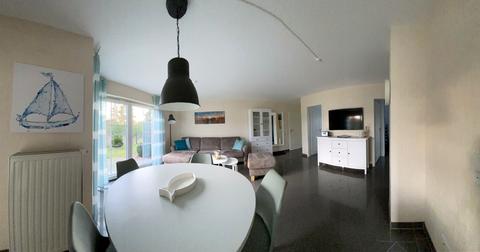 View from the dining table into the living area